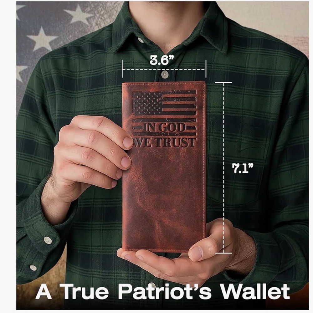 American Flag Long Wallet For Men with " IN GOD WE TRUST " - Picture 9 of 12